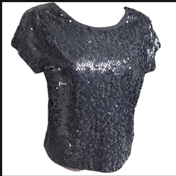 🆕 Express silver sequin cropped cap sleeve… - Picture 3 of 14
